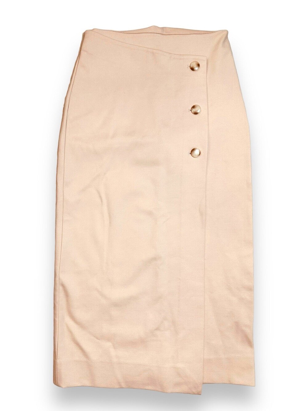 Aritzia Babaton Billy Midi Skirt Women's 2 Button Crossover Neutral Light Pink